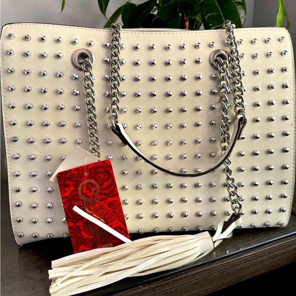 Carlos By Carlos Santana  White Studded Purse.